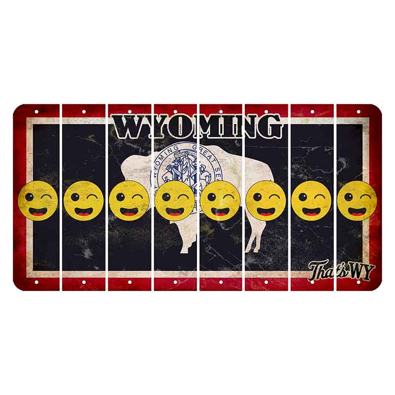 Wyoming Travel Cut License Plate Strips (Set of 8) Emoji - Winking