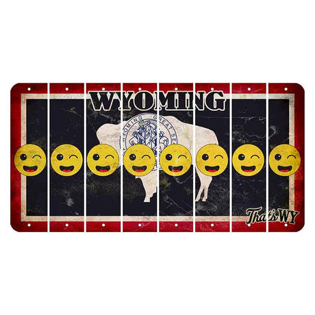 Wyoming Travel Cut License Plate Strips (Set of 8) Emoji - Winking