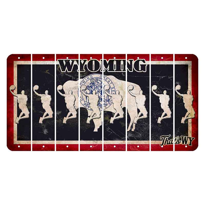 Wyoming Travel Cut License Plate Strips (Set of 8) Basketball Player