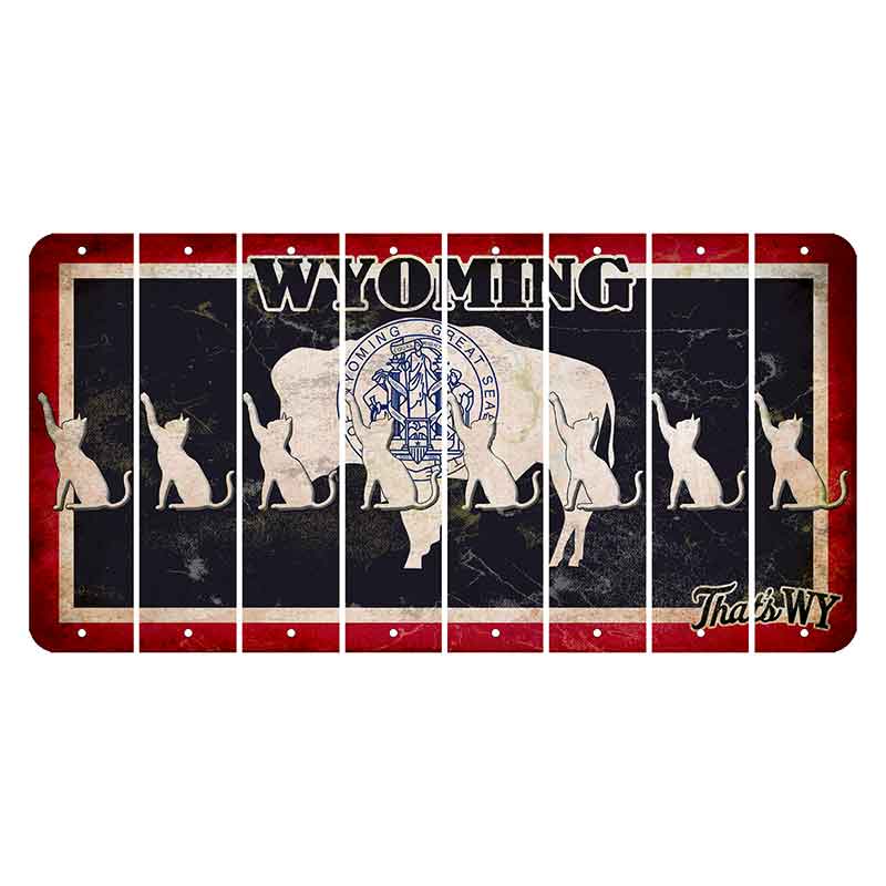 Wyoming Travel Cut License Plate Strips (Set of 8) Cat