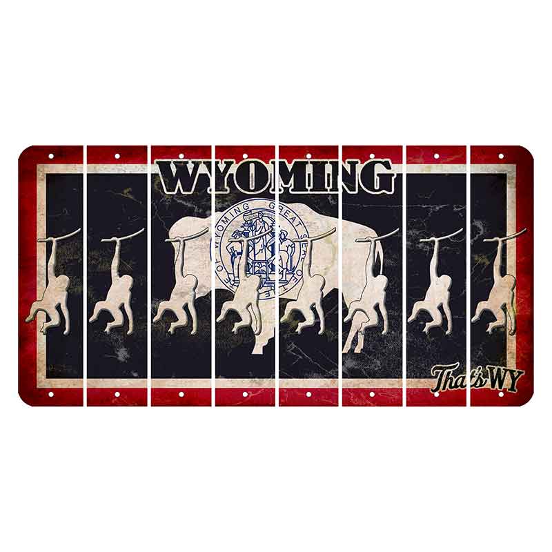 Wyoming Travel Cut License Plate Strips (Set of 8) Monkey