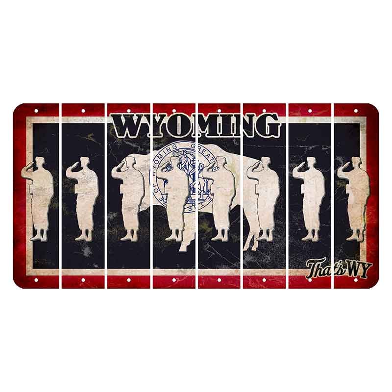 Wyoming Travel Cut License Plate Strips (Set of 8) Soldier - Saluting