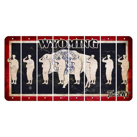 Wyoming Travel Cut License Plate Strips (Set of 8) Soldier - Saluting