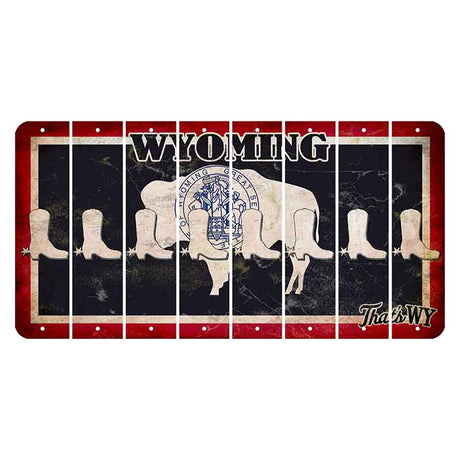 Wyoming Travel Cut License Plate Strips (Set of 8) Cowboy Boot