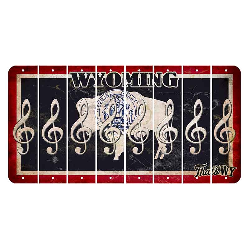 Wyoming Travel Cut License Plate Strips (Set of 8) Music Note