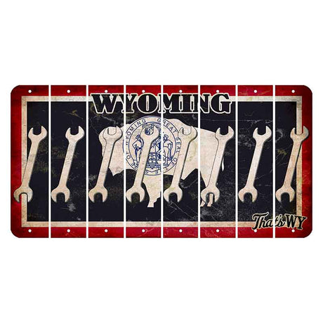 Wyoming Travel Cut License Plate Strips (Set of 8) Wrench