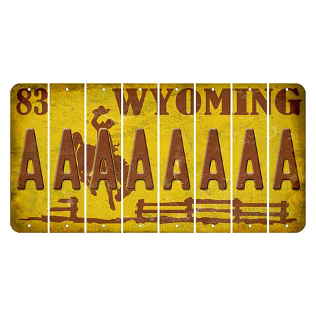 Wyoming Yellow Cut License Plate Strips (Set of 8) A