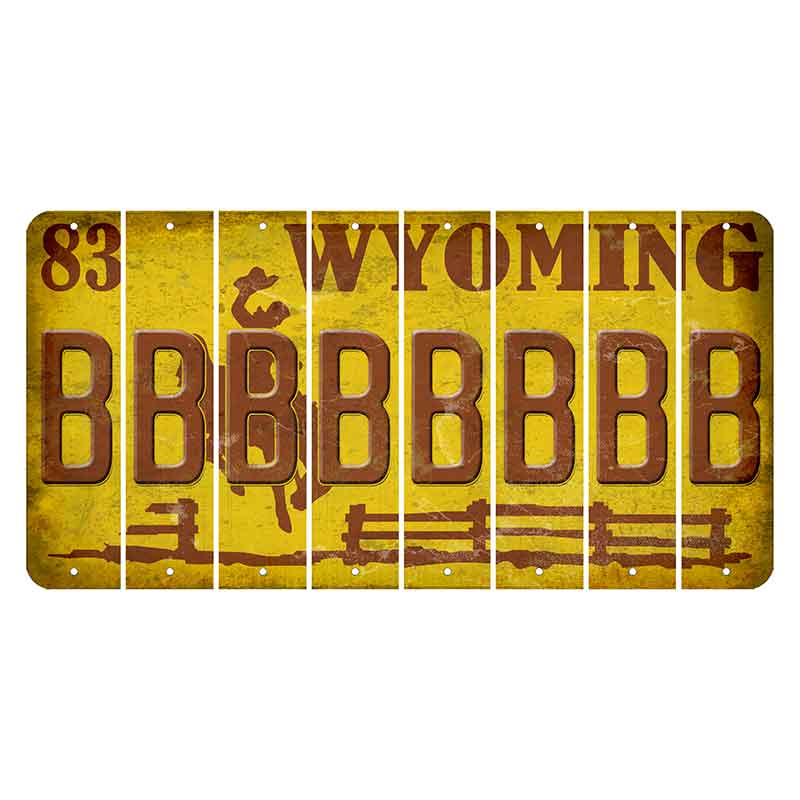 Wyoming Yellow Cut License Plate Strips (Set of 8) B