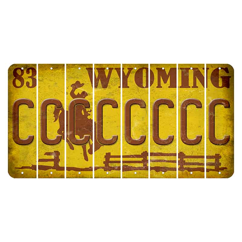 Wyoming Yellow Cut License Plate Strips (Set of 8) C