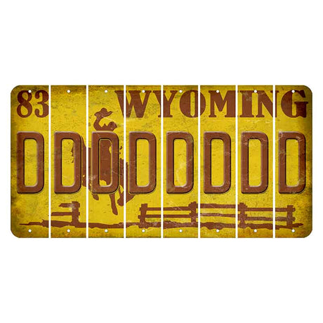 Wyoming Yellow Cut License Plate Strips (Set of 8) D