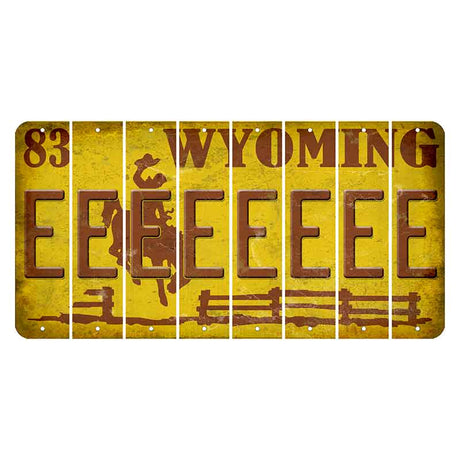 Wyoming Yellow Cut License Plate Strips (Set of 8) E