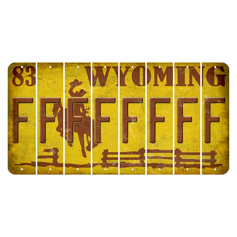 Wyoming Yellow Cut License Plate Strips (Set of 8) F