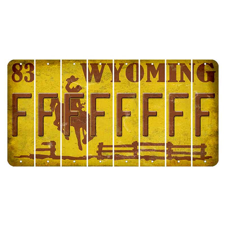 Wyoming Yellow Cut License Plate Strips (Set of 8) F