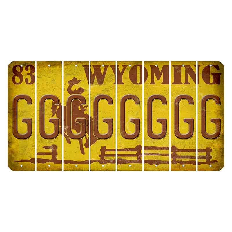 Wyoming Yellow Cut License Plate Strips (Set of 8) G