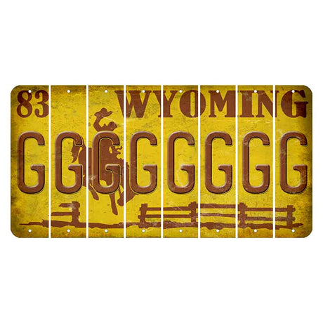 Wyoming Yellow Cut License Plate Strips (Set of 8) G