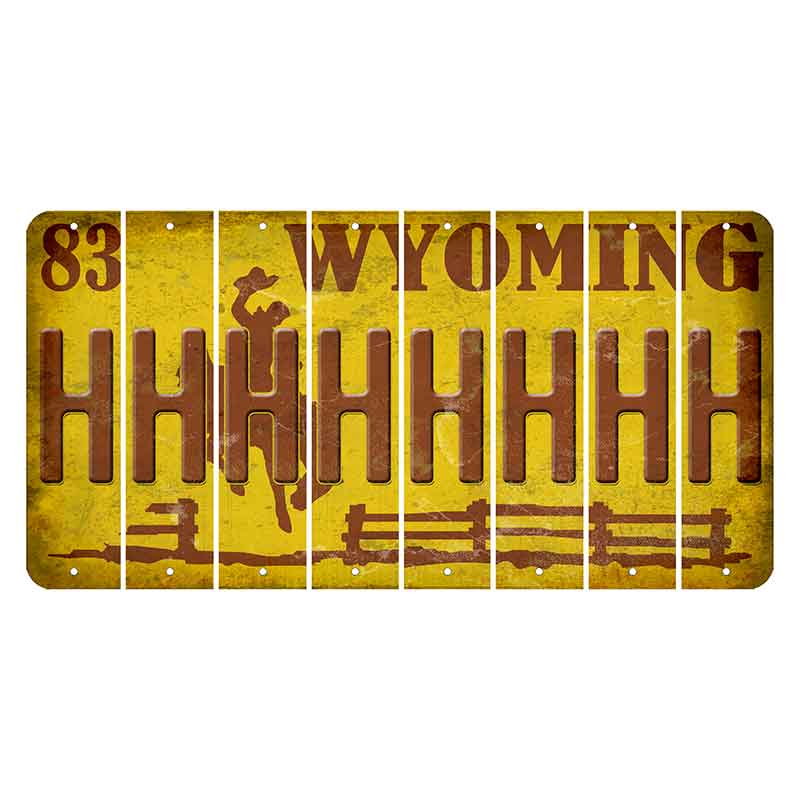 Wyoming Yellow Cut License Plate Strips (Set of 8) H