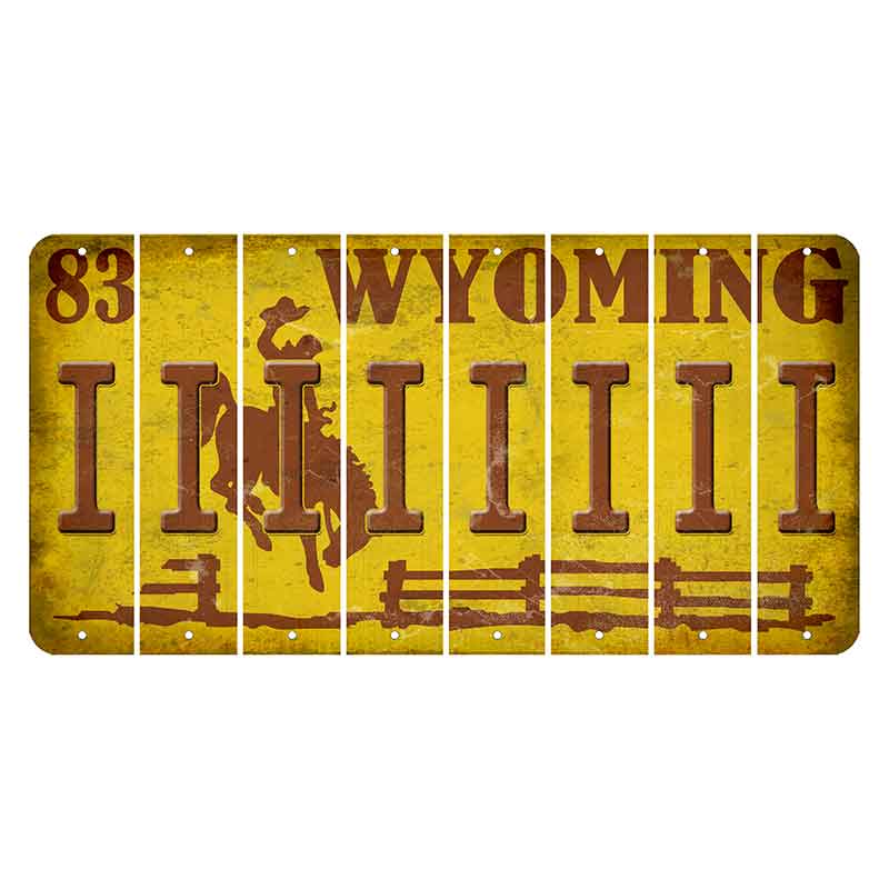 Wyoming Yellow Cut License Plate Strips (Set of 8) I