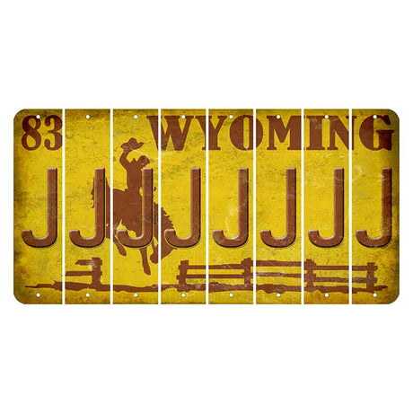 Wyoming Yellow Cut License Plate Strips (Set of 8) J