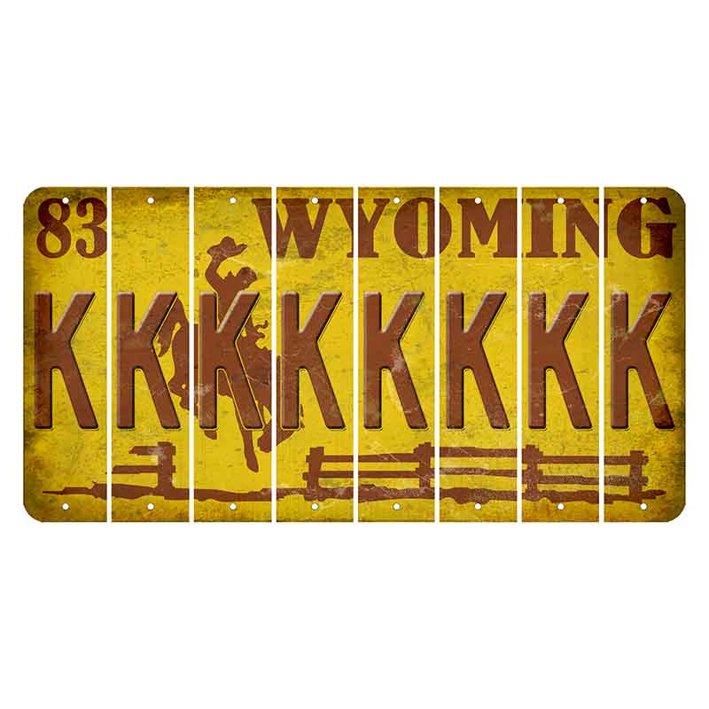 Wyoming Yellow Cut License Plate Strips (Set of 8) K