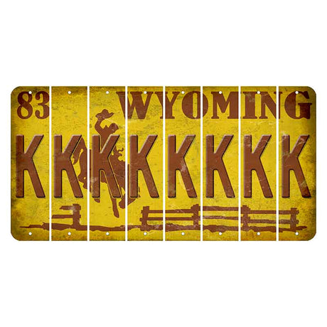 Wyoming Yellow Cut License Plate Strips (Set of 8) K