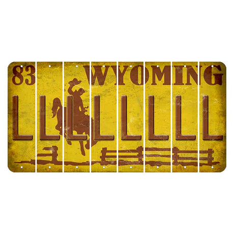 Wyoming Yellow Cut License Plate Strips (Set of 8) L