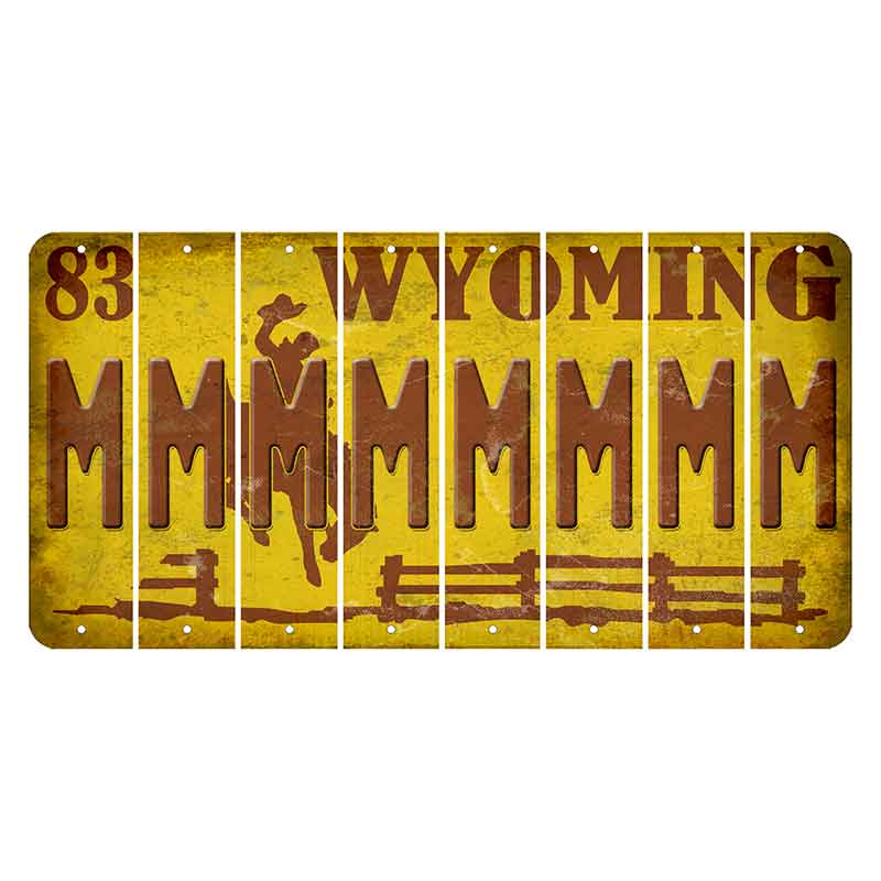 Wyoming Yellow Cut License Plate Strips (Set of 8) M