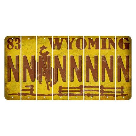 Wyoming Yellow Cut License Plate Strips (Set of 8) N