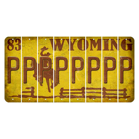 Wyoming Yellow Cut License Plate Strips (Set of 8) P