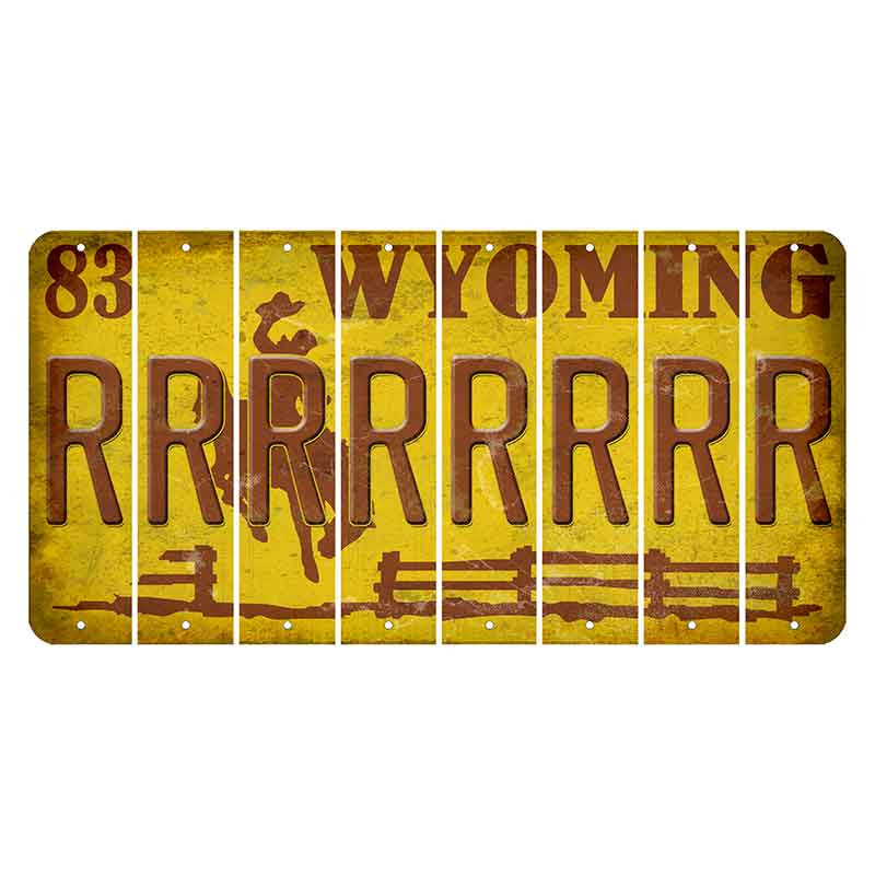 Wyoming Yellow Cut License Plate Strips (Set of 8) R