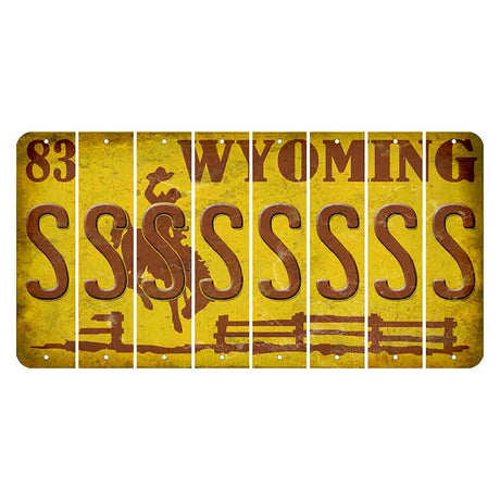 Wyoming Yellow Cut License Plate Strips (Set of 8) S