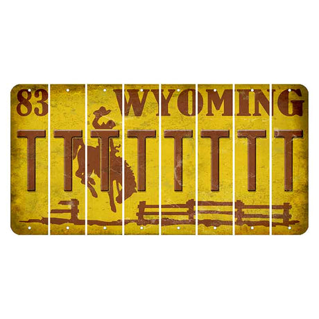 Wyoming Yellow Cut License Plate Strips (Set of 8) T