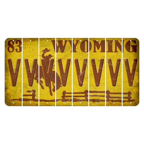 Wyoming Yellow Cut License Plate Strips (Set of 8) V