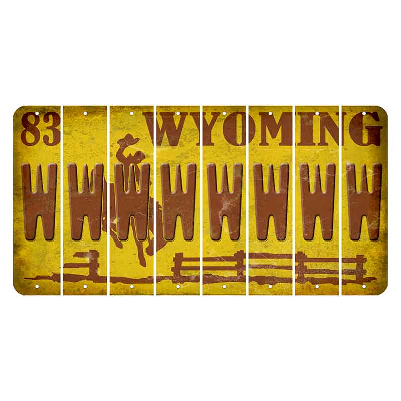 Wyoming Yellow Cut License Plate Strips (Set of 8) W