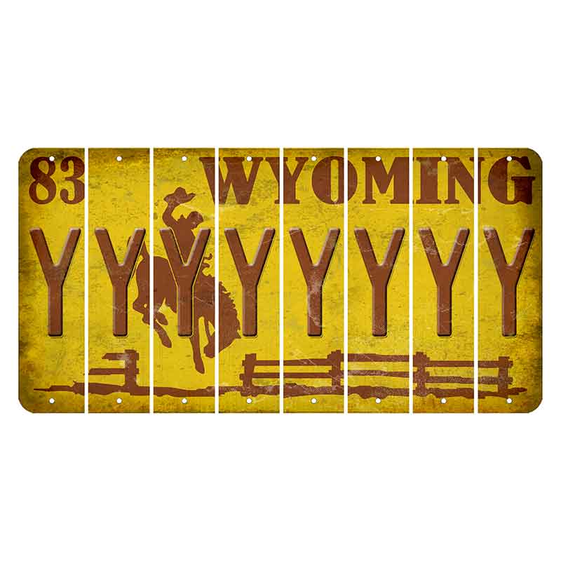 Wyoming Yellow Cut License Plate Strips (Set of 8) Y