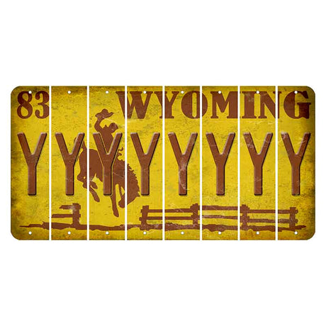 Wyoming Yellow Cut License Plate Strips (Set of 8) Y