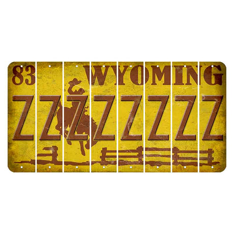 Wyoming Yellow Cut License Plate Strips (Set of 8) Z