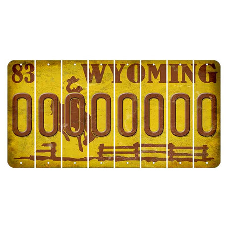 Wyoming Yellow Cut License Plate Strips (Set of 8)