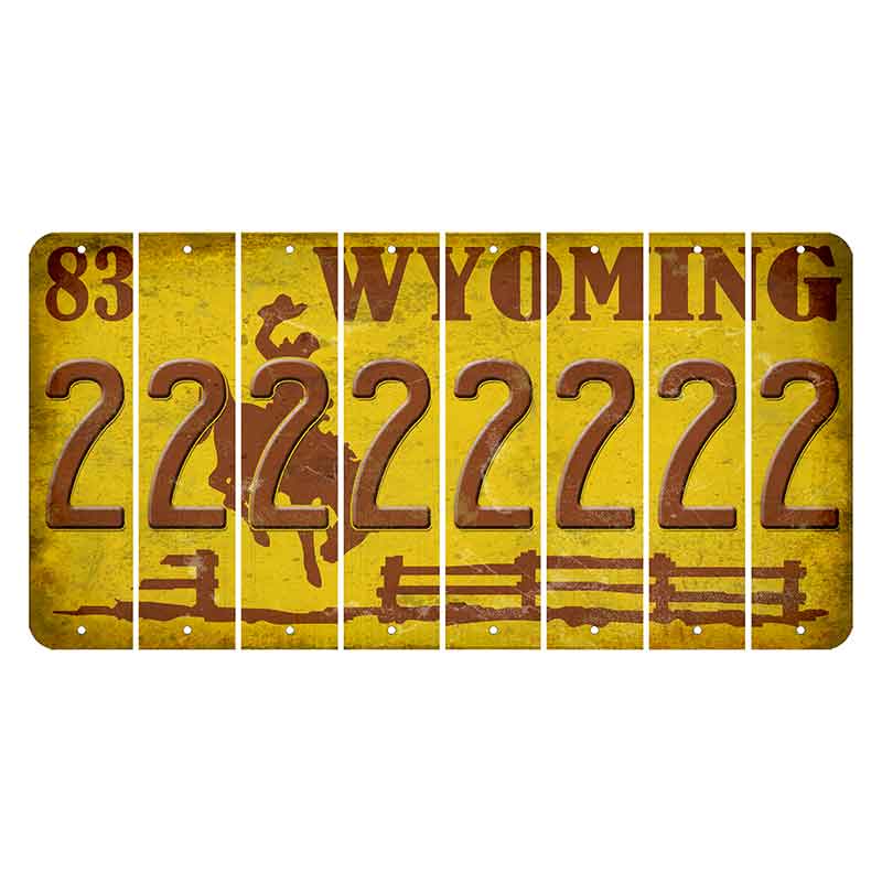 Wyoming Yellow Cut License Plate Strips (Set of 8) 2