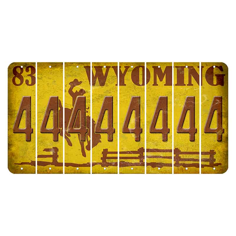 Wyoming Yellow Cut License Plate Strips (Set of 8) 4