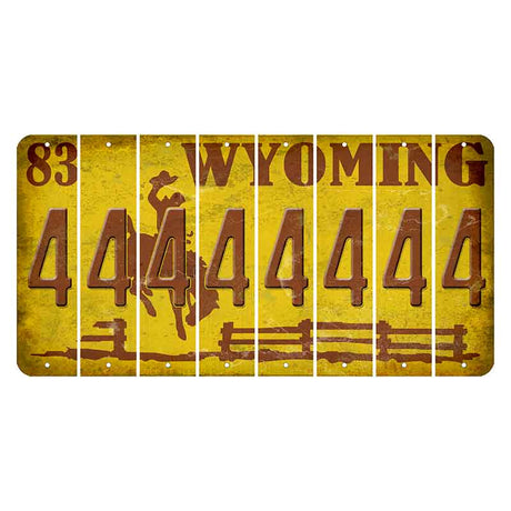 Wyoming Yellow Cut License Plate Strips (Set of 8) 4