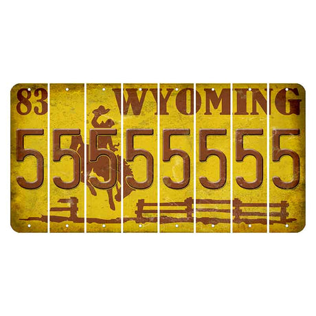 Wyoming Yellow Cut License Plate Strips (Set of 8) 5