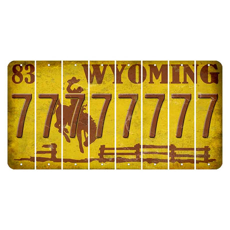 Wyoming Yellow Cut License Plate Strips (Set of 8) 7