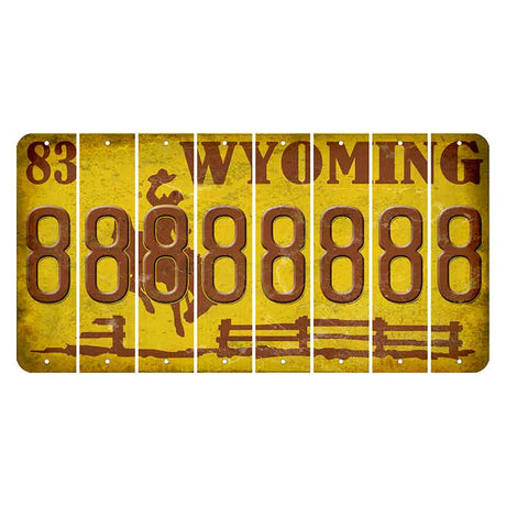 Wyoming Yellow Cut License Plate Strips (Set of 8) 8