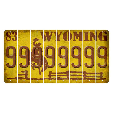 Wyoming Yellow Cut License Plate Strips (Set of 8) 9