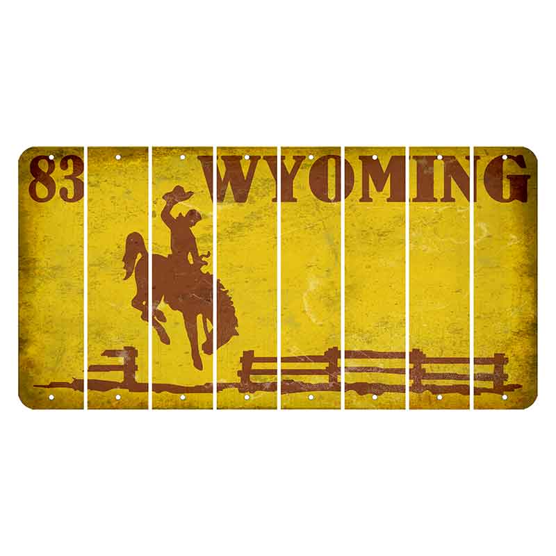 Wyoming Yellow Cut License Plate Strips (Set of 8) Blank