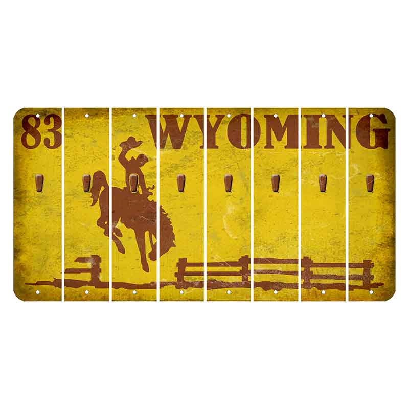 Wyoming Yellow Cut License Plate Strips (Set of 8) Apostrophe