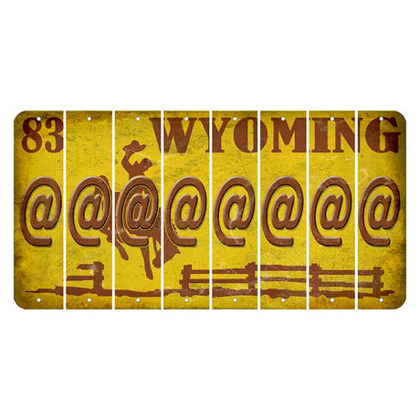 Wyoming Yellow Cut License Plate Strips (Set of 8) At Sign