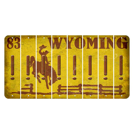 Wyoming Yellow Cut License Plate Strips (Set of 8) Exclamation Point