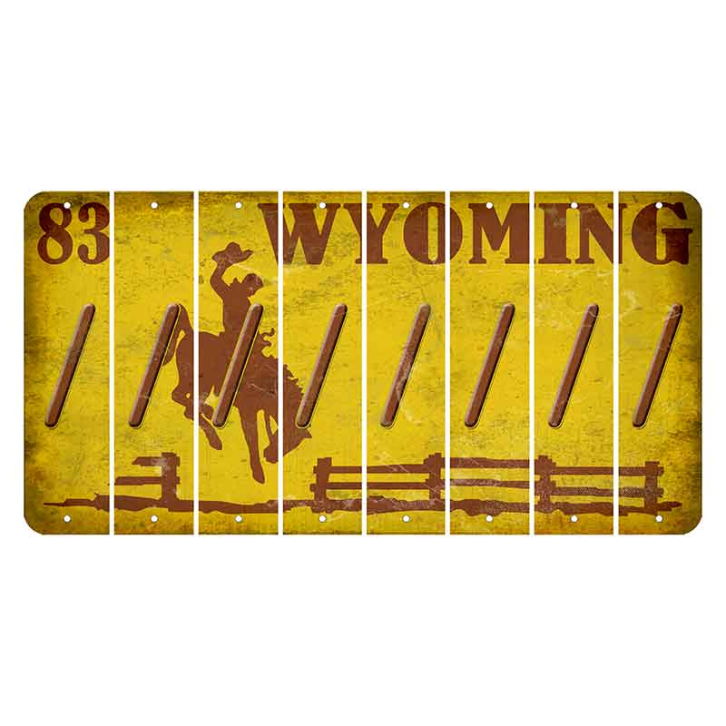 Wyoming Yellow Cut License Plate Strips (Set of 8) Forward Slash