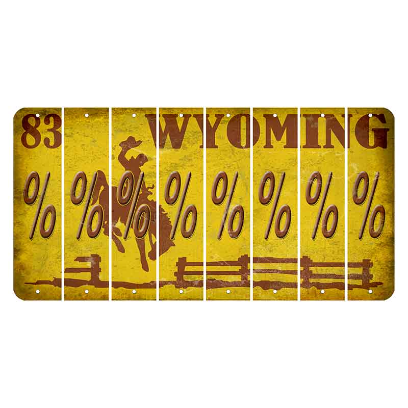 Wyoming Yellow Cut License Plate Strips (Set of 8) Percent Sign